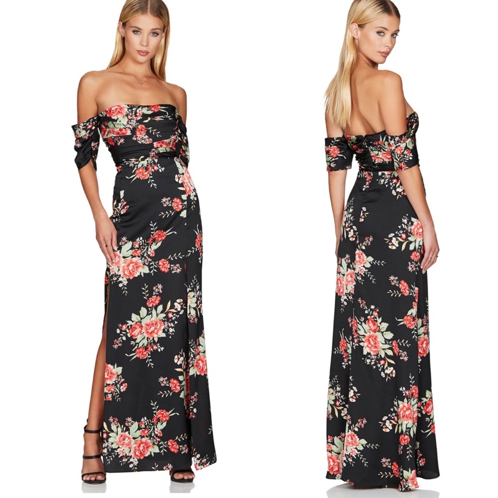 NWT Nookie Garden Party Gown Black Floral in Small